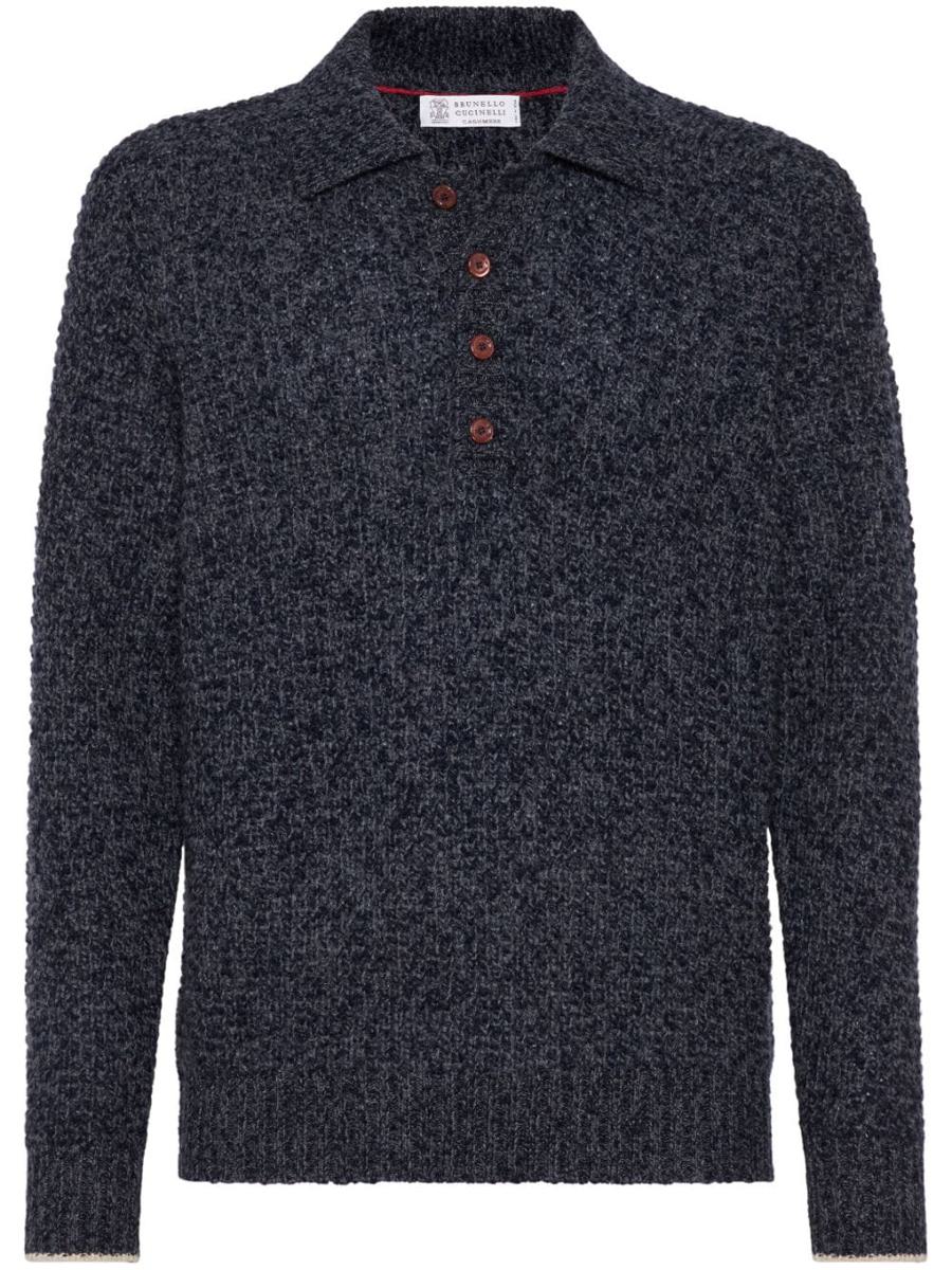 brunello cucinelli cashmere and wool knitted polo