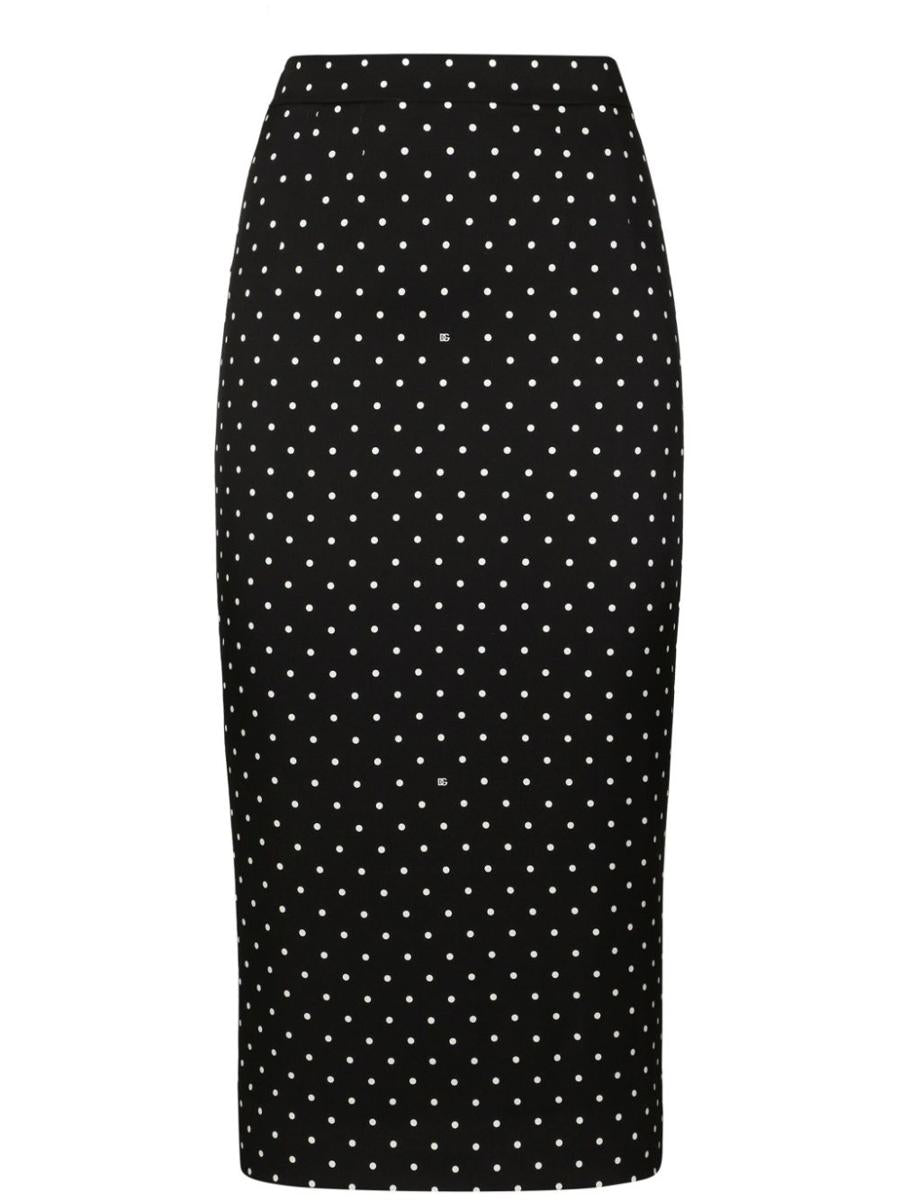 dolce & gabbana stretch silk midi pencil skirt with polka dot print