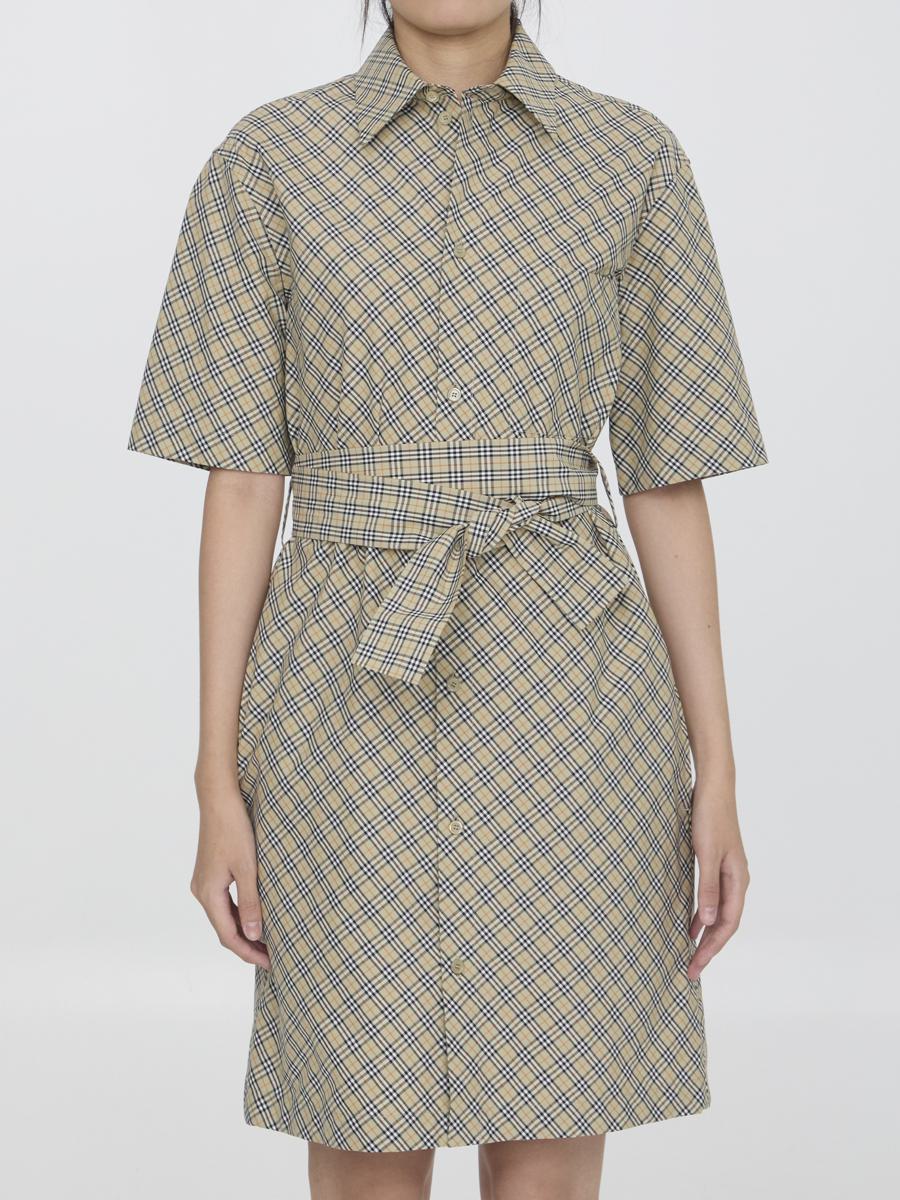 check cotton shirt dress