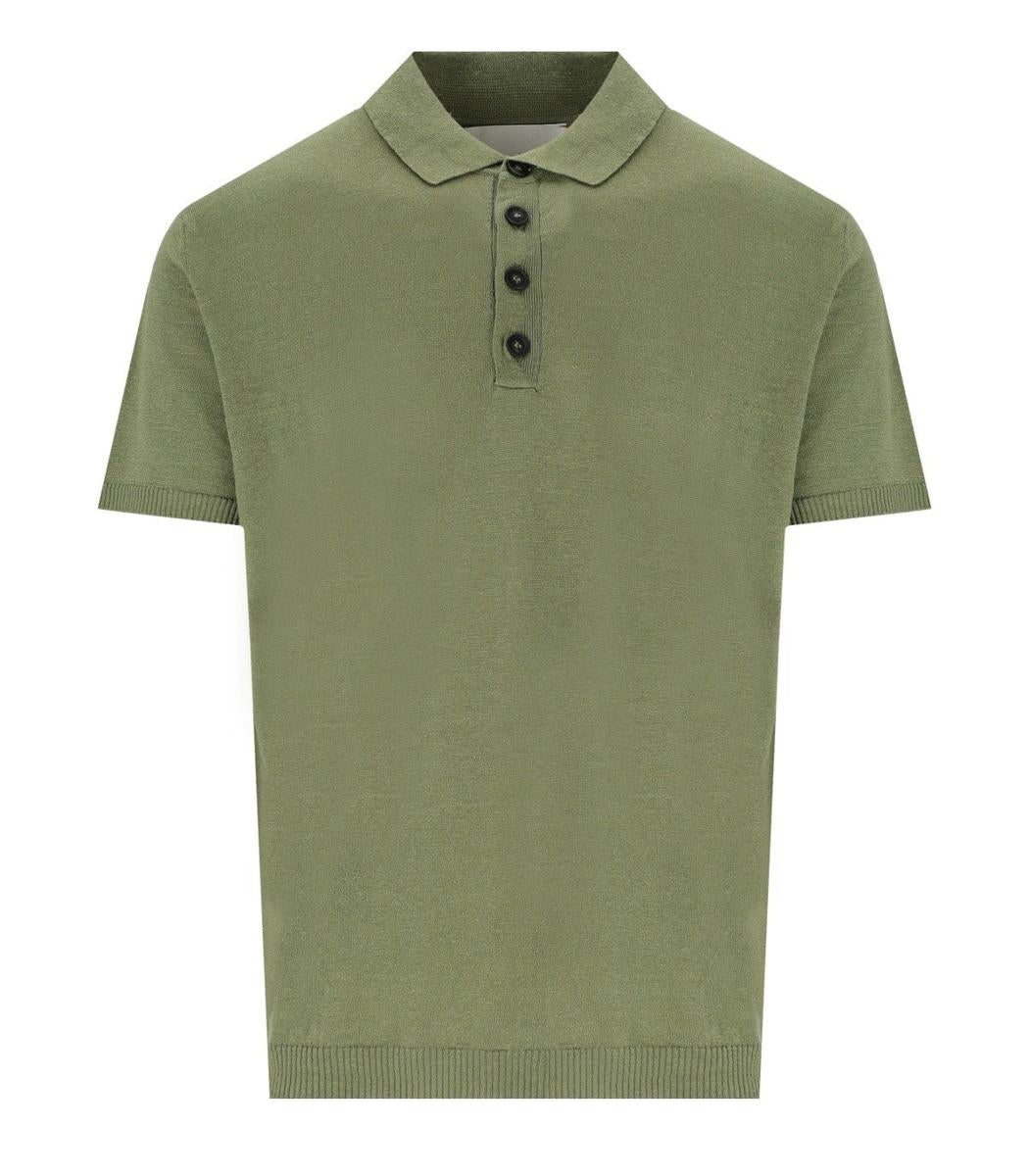 amaránto military green linen polo shirt