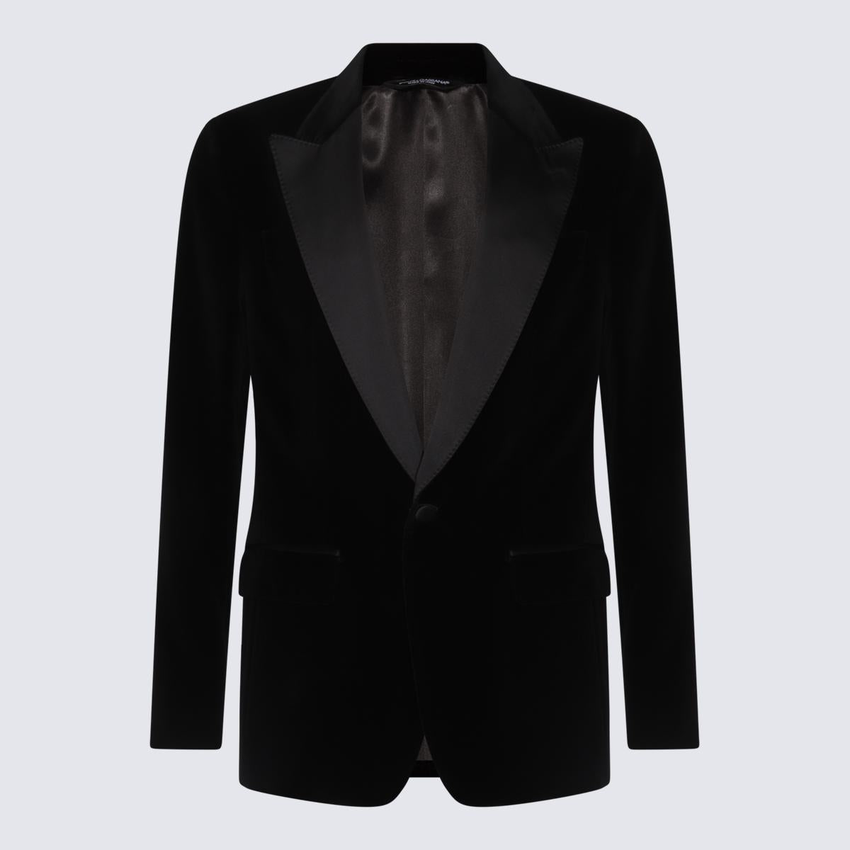 dolce & gabbana black cotton blazer