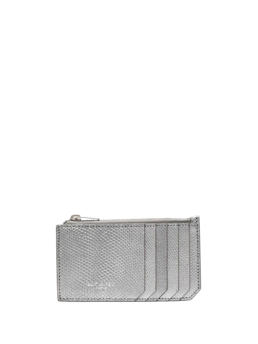 saint laurent metallic leather cardholder