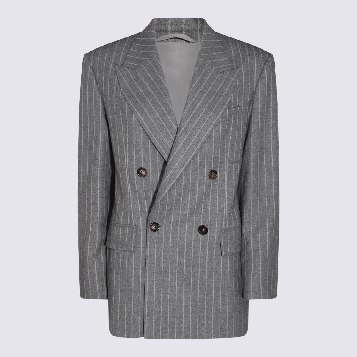 brunello cucinelli grey wool blazer