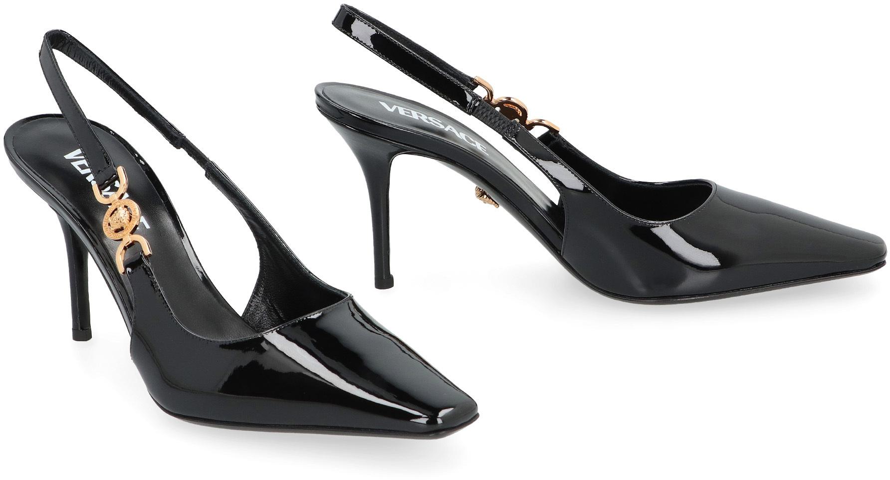 versace patent leather slingback pumps