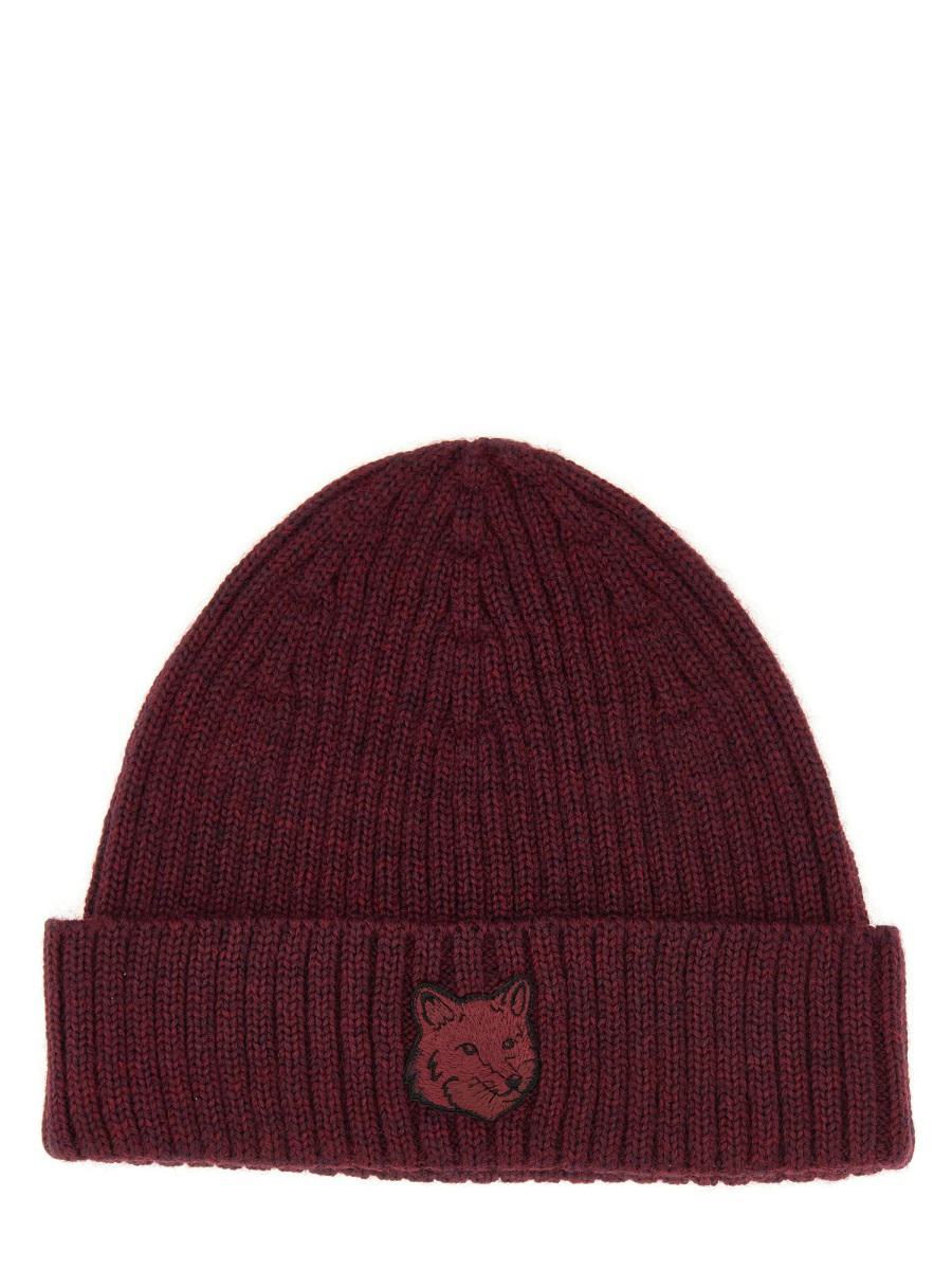 maison kitsuné beanie hat with fox head