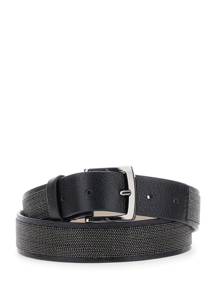 black belt with monile detail in leather woman